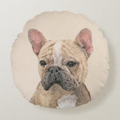 ブルドフランスのッグ（セーブル）絵画ズ – かわいいオリジナルDo ラウンドクッション (正面)