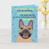 ブルドフランスのッグ·ファザーズ·デイおもしろい犬パパ動物 カード (黄色い花)