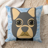 ブルドフランスのッグ、フレンチー・ブラウンとグレー クッション (ブランケット)