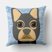 ブルドフランスのッグ、フレンチー・ブラウンとグレー クッション (裏面)