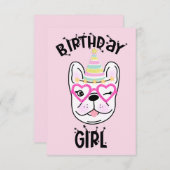 ブルドフランスのッグ・フレンチ誕生日パーティーテーマ  招待状 (正面/裏面)