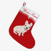 ブルドフランスのッグ ラージクリスマスストッキング (正面 (吊り時))