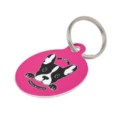 ブルドフランスのッグ – 愛犬家。バスタオル ペット　ネームタグ (側面)