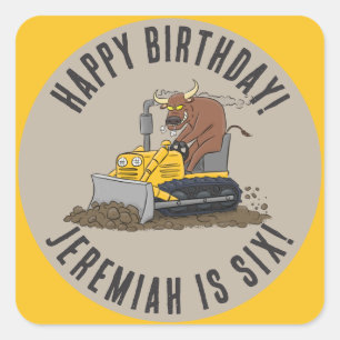 ブルドライビングブルドーザーパーソナライズされた誕生日 スクエアシール