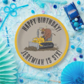ブルドライビングブルドーザーパーソナライズされた誕生日 ペーパープレート (パーティー)