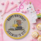 ブルドライビングブルドーザーパーソナライズされた誕生日 ペーパープレート (パーティー)