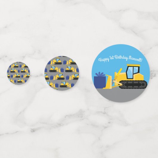 ブルドーザーかわいい1st誕生日パーティー建築 コンフェッティ (正面)