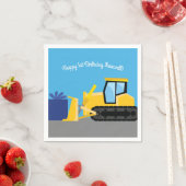 ブルドーザーかわいい1st誕生日パーティー建築 スタンダードカクテルナプキン (インサイチュ)