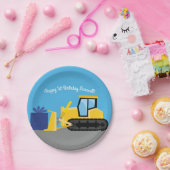 ブルドーザーかわいい1st誕生日パーティー建築 ペーパープレート (パーティー)