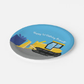 ブルドーザーかわいい1st誕生日パーティー建築 ペーパープレート (アングル)