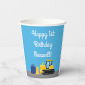 ブルドーザーかわいい1st誕生日パーティー建築kid 紙コップ (裏面)