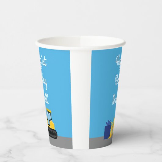 ブルドーザーかわいい1st誕生日パーティー建築kid 紙コップ (左)