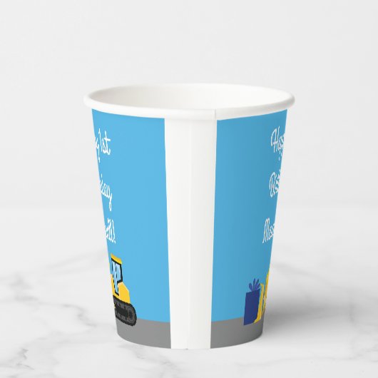 ブルドーザーかわいい1st誕生日パーティー建築kid 紙コップ (右)