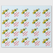 ブルドーザーでクリスマス・サンタを祝ってプレゼント ラッピングペーパー (フラット)