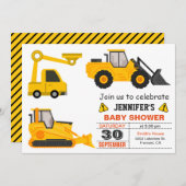 ブルドーザーの建築のベビーシャワー 招待状 (正面/裏面)