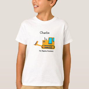 ブルドーザーの長袖の子供のワイシャツ Tシャツ