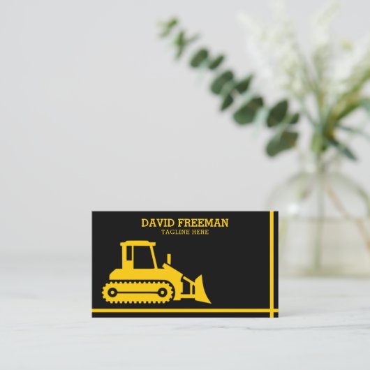 ブルドーザーイエローアンドブラック建築 名刺 (スタンド正面)