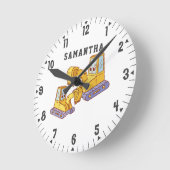 ブルドーザースガールズルームデコール建築チーム ラウンド壁時計 (傾斜)