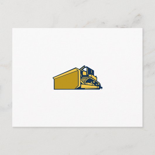 ブルドーザー低角レトロ ポストカード (正面)