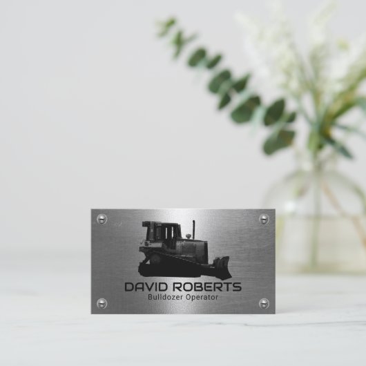 ブルドーザー工場オペレフェイクーターメタル建築 名刺 (スタンド正面)