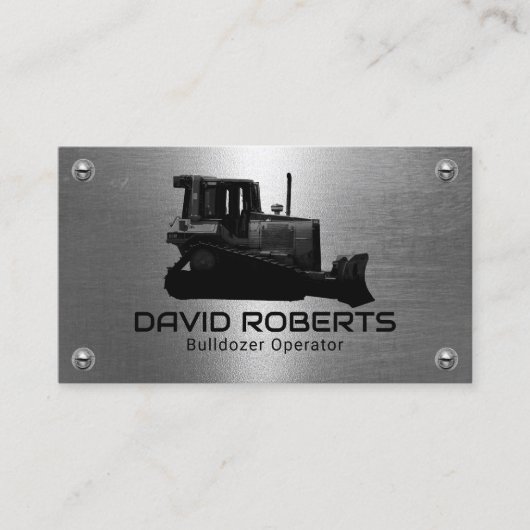 ブルドーザー工場オペレフェイクーターメタル建築 名刺 (正面)