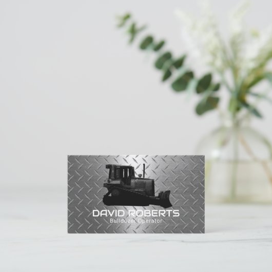 ブルドーザー工場オペレモダンーターメタル建築 名刺 (スタンド正面)