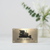 ブルドーザー工場運営者金ゴールド金属建築 名刺 (スタンド正面)