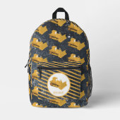 ブルドーザー建築トラックボーイズ名前をカスタムする プリントバックパック (正面)