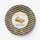 ブルドーザー建築トラック誕生日ボーイ ペーパープレート (正面)