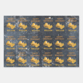 ブルドーザー建築トラック誕生日ボーイ ラッピングペーパーシート (正面)