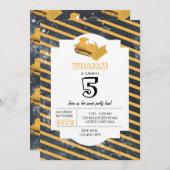 ブルドーザー建築トラック誕生日招待状 招待状 (正面/裏面)