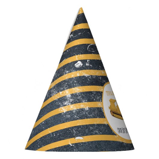 ブルドーザー建築トラック誕生日 パーティーハット (左)