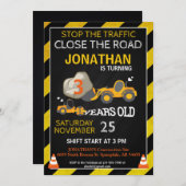 ブルドーザー建築パーティの招待状 招待状 (正面/裏面)