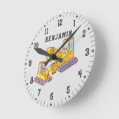 ブルドーザー建築ビルダーボーイズルームデコール ラウンド壁時計 (傾斜)