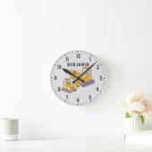 ブルドーザー建築ビルダーボーイズルームデコール ラウンド壁時計 (ホーム)