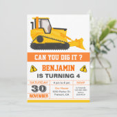 ブルドーザー建築子供の誕生日パーティー 招待状 (スタンド正面)