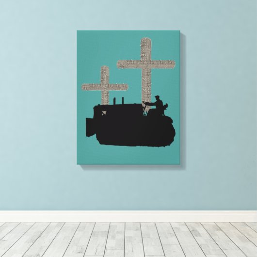 ブルドーザー手術技師クリスチャン・クロス キャンバスプリント (インサイチュ (ウッドフロア))