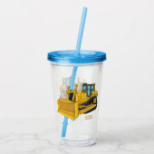 ブルドーザー漫画イラストレーション アクリルタンブラー (裏面)