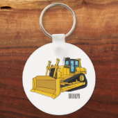 ブルドーザー漫画イラストレーション キーホルダー (正面)