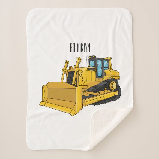 ブルドーザー漫画イラストレーション シェルパブランケット (正面)