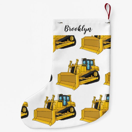 ブルドーザー漫画イラストレーション スモールクリスマスストッキング (裏面)