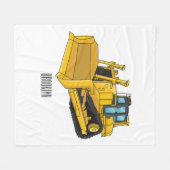 ブルドーザー漫画イラストレーション フリースブランケット (正面(横))