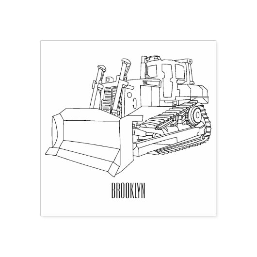 ブルドーザー漫画イラストレーション ラバースタンプ (インプリント)