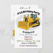 ブルドーザー漫画イラストレーション 招待状 (正面/裏面)