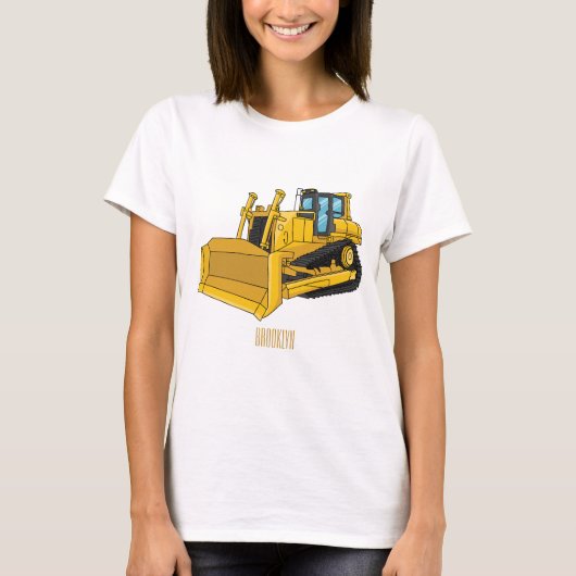 ブルドーザー漫画イラストレーション Tシャツ (正面)
