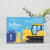 ブルドーザー1st誕生日招待状 招待状 (スタンド正面)
