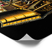 ブルドーザー アメリカ国旗 ハロウィン スカル ポスター (角)