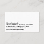 ブルドーザー | 建築 | 請負人 名刺 (裏面)