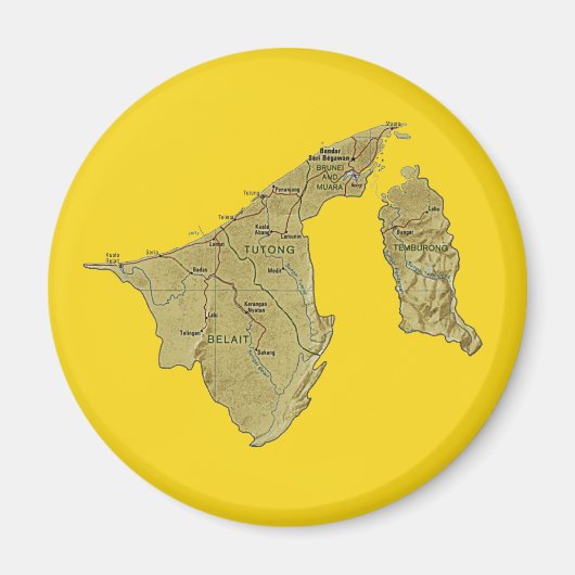 ブルネイの地図 マグネット (正面)