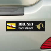 ブルネイの旗と地図ステッカー バンパーステッカー (車上)